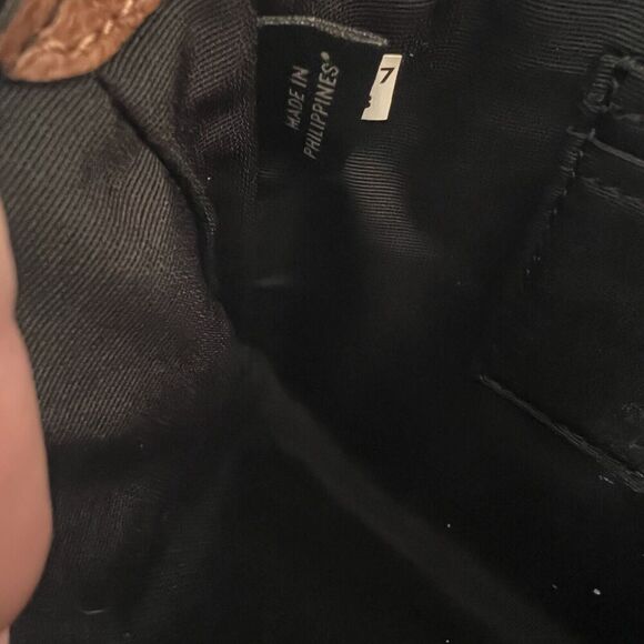 Coach Morgan Crossgrain Leather Clutch Wristlet Black Saddle Color Block - Picture 7 of 8